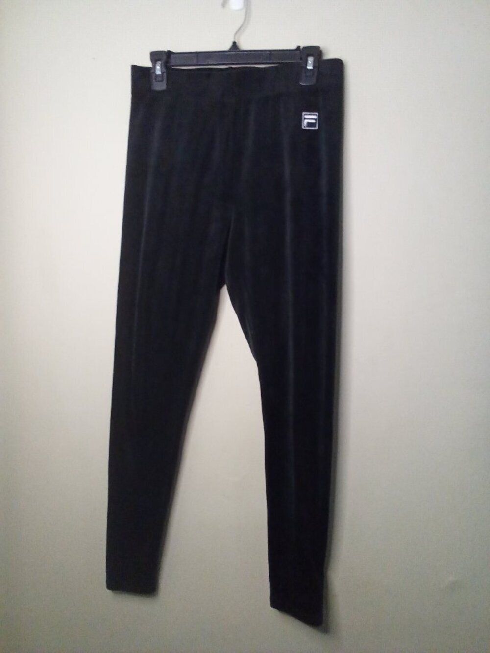 Fila Jogger Leggings Women L Velour Velvet Active Elastic Waist Black